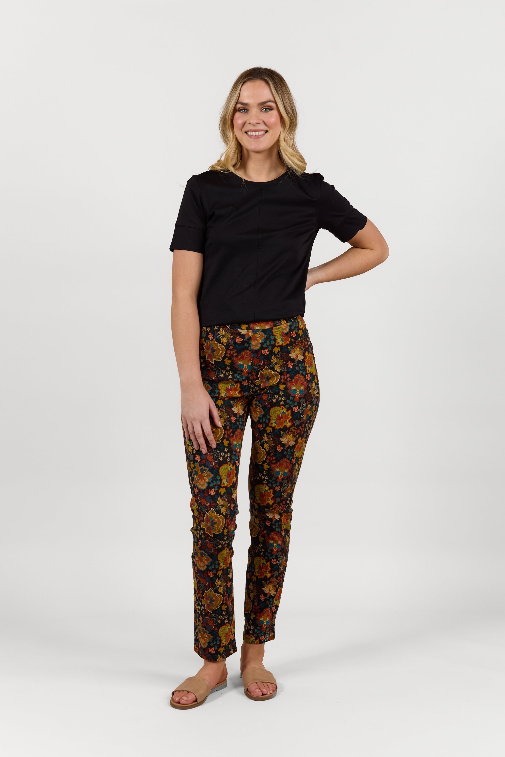 S234 Royal - Slim Leg Full Length Printed Pull-On - Vassalli