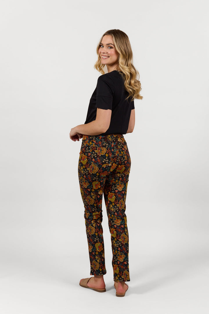 S234 Royal - Slim Leg Full Length Printed Pull-On - Vassalli