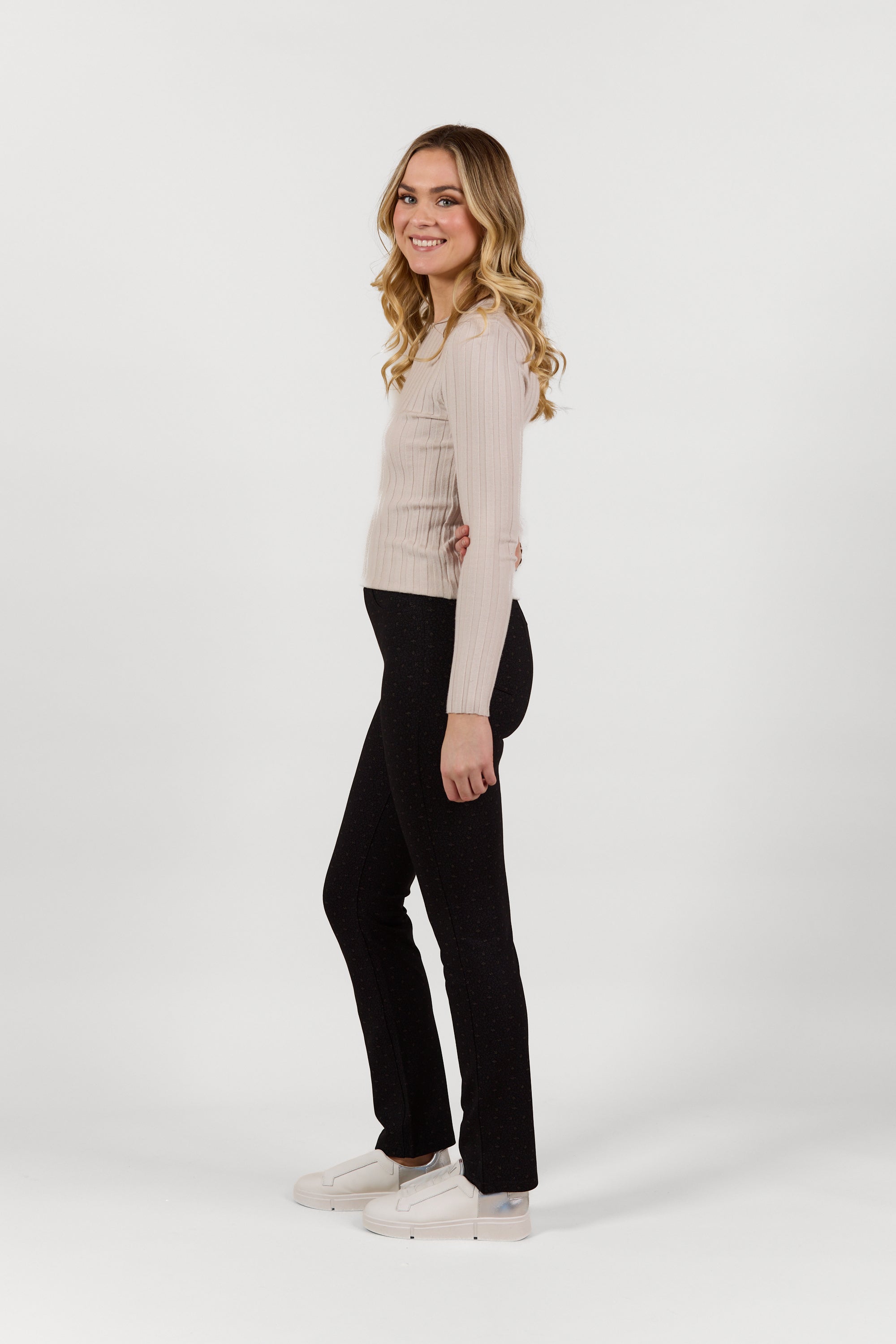 S234 Sprig - Slim Leg Full Length Printed Ponti Pull-On - Vassalli