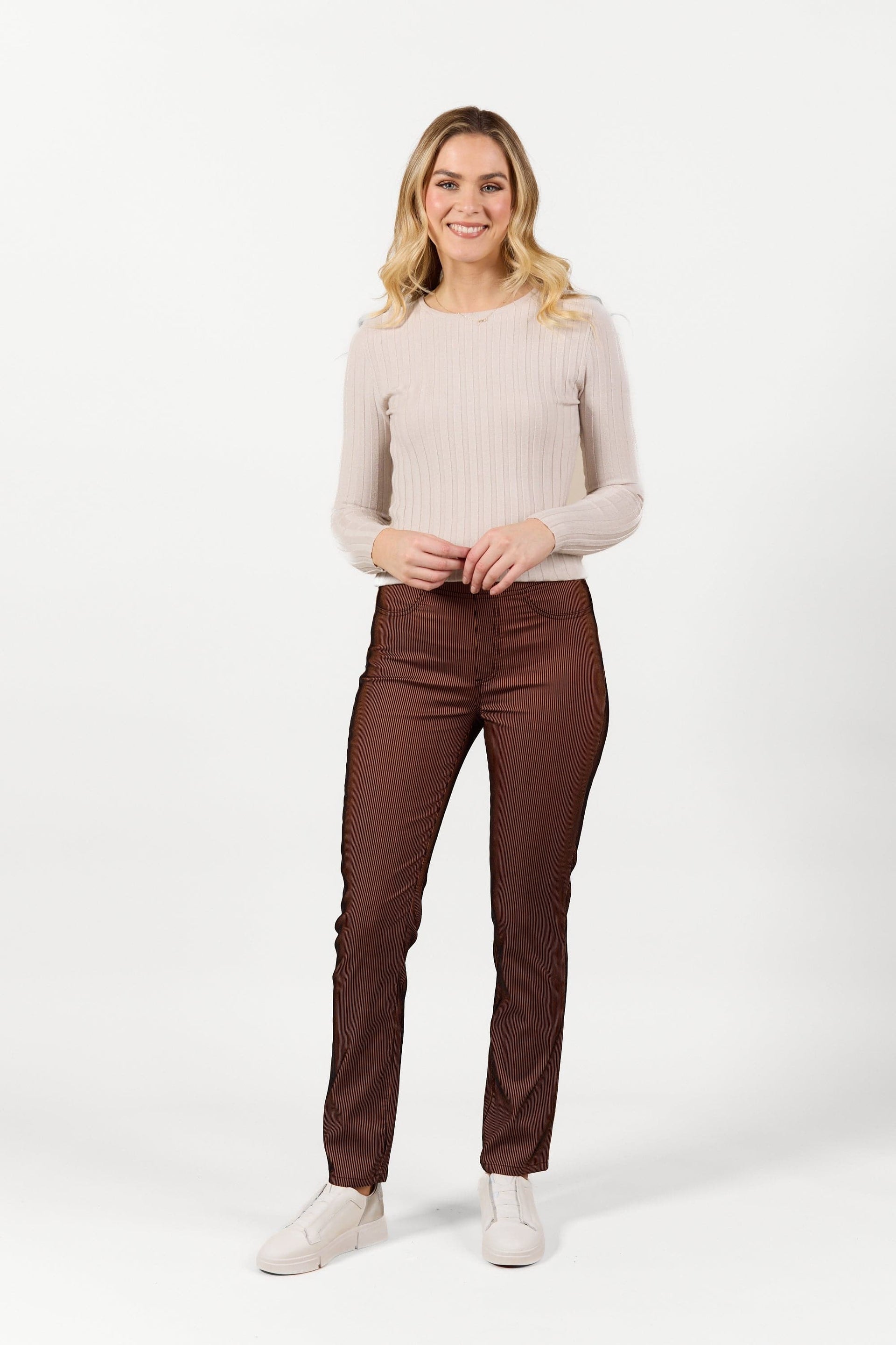 S234 Tiger Velvet - Slim Leg Full Length Pull-On - Vassalli