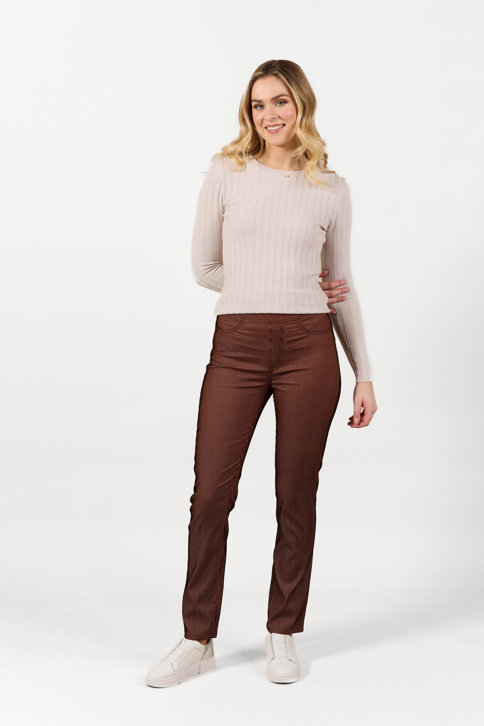 S234 Tiger Velvet - Slim Leg Full Length Pull-On - Vassalli