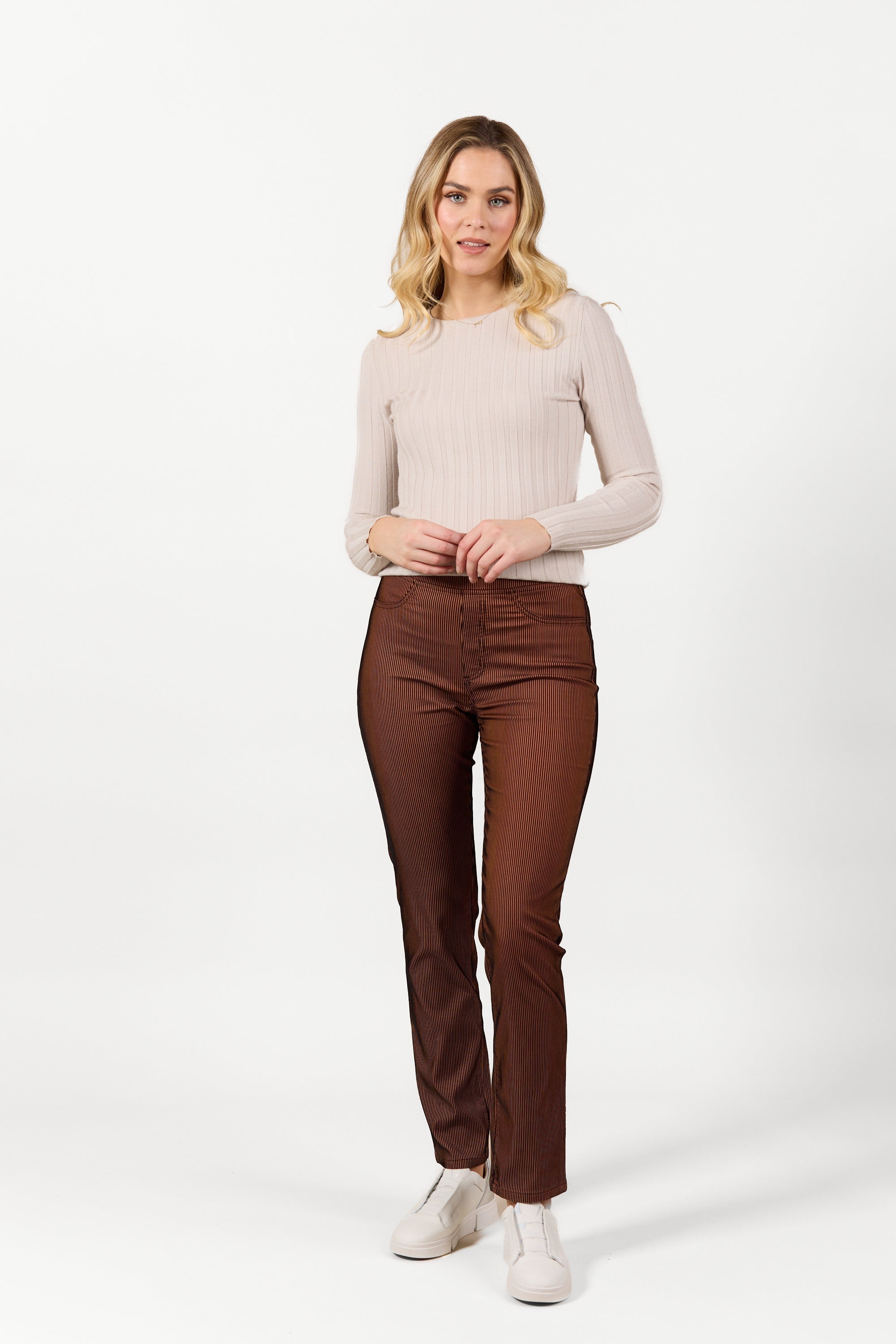 S234 Tiger Velvet - Slim Leg Full Length Pull-On - Vassalli
