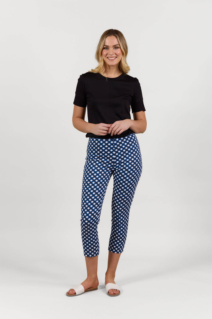 S271LW Navy/White - Skinny Leg 7/8 Length Lightweight Pull-On - Vassalli