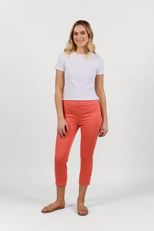 S271LW Tangerine - Skinny Leg 7/8 Length Lightweight Pull On - Vassalli