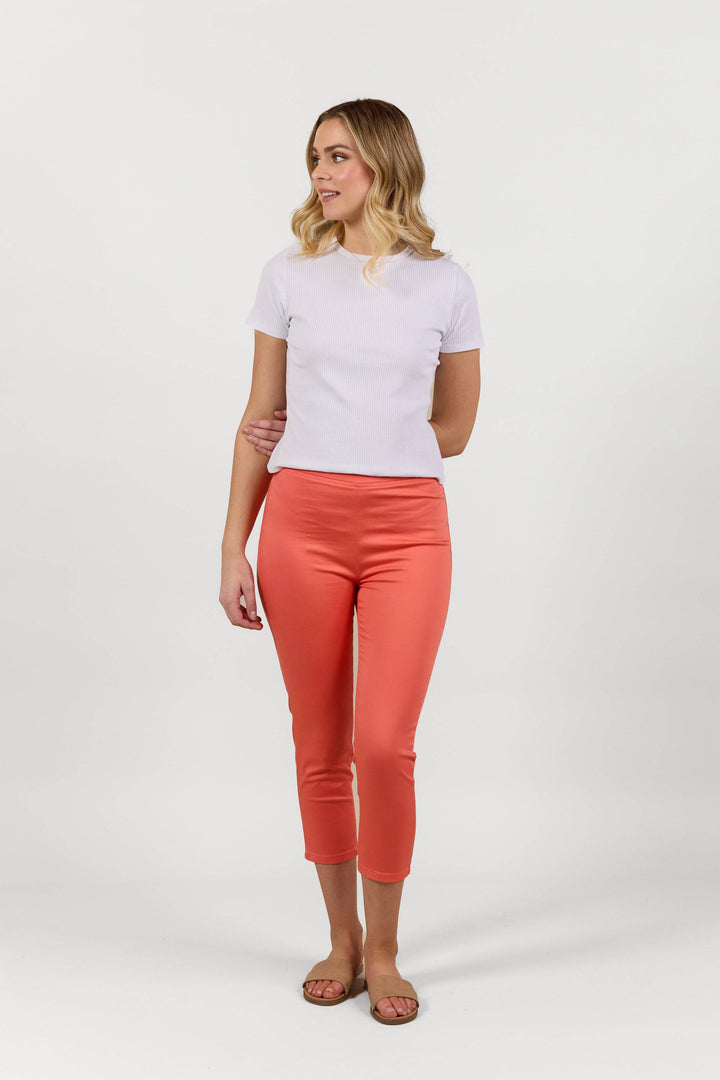 S271LW Tangerine - Skinny Leg 7/8 Length Lightweight Pull-On - Vassalli