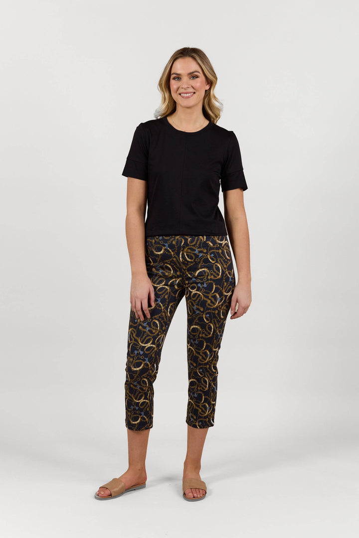 S274LW Ink Accent - Slim Leg 7/8 Length Lightweight Pull-On - Vassalli