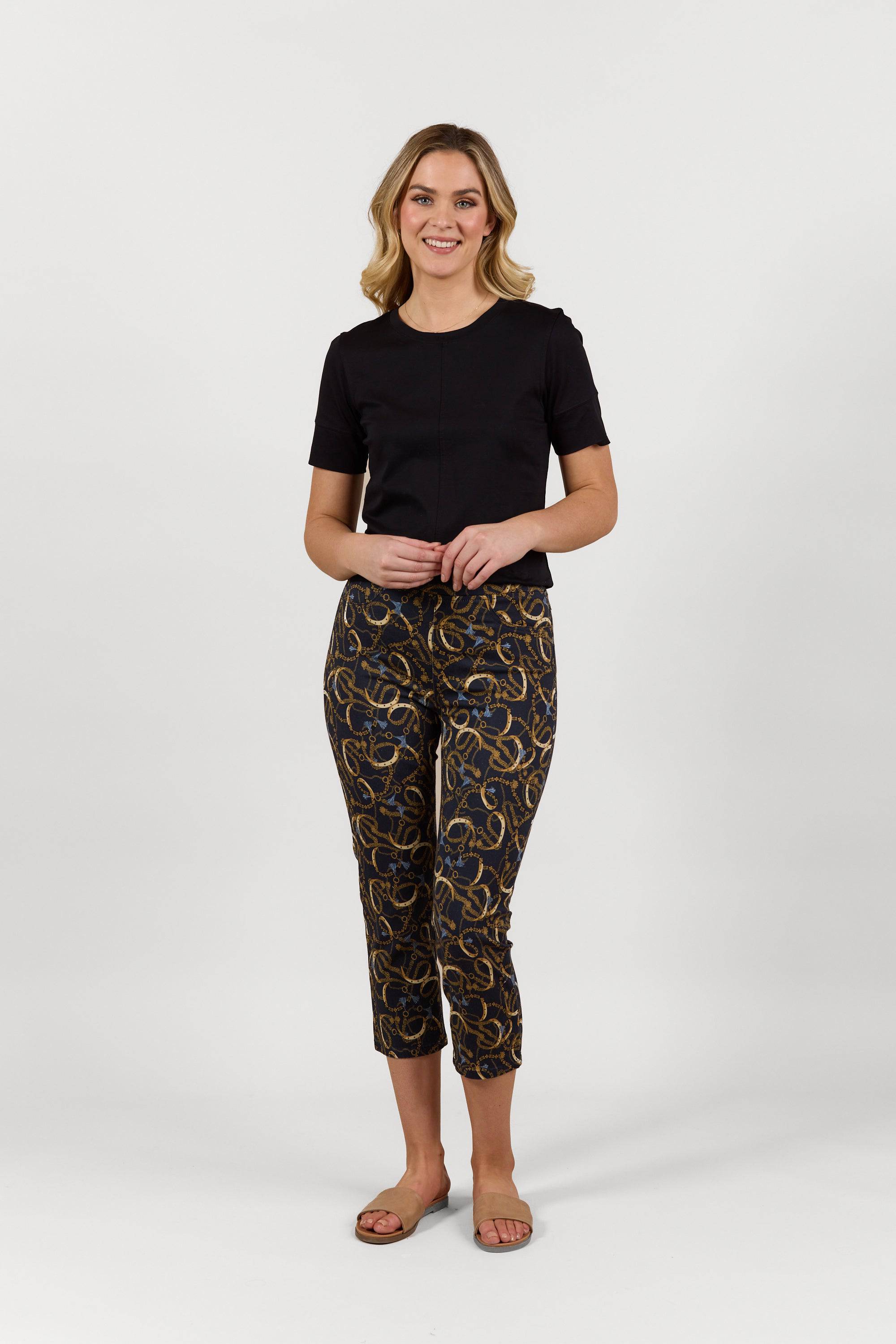 S274LW Ink Accent - Slim Leg 7/8 Length Lightweight Pull-On - Vassalli