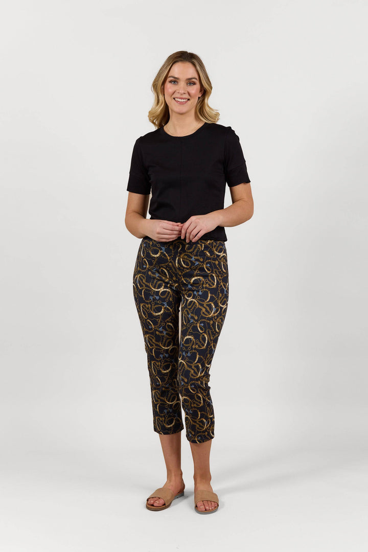 S274LW Ink Accent - Slim Leg 7/8 Length Lightweight Pull-On - Vassalli