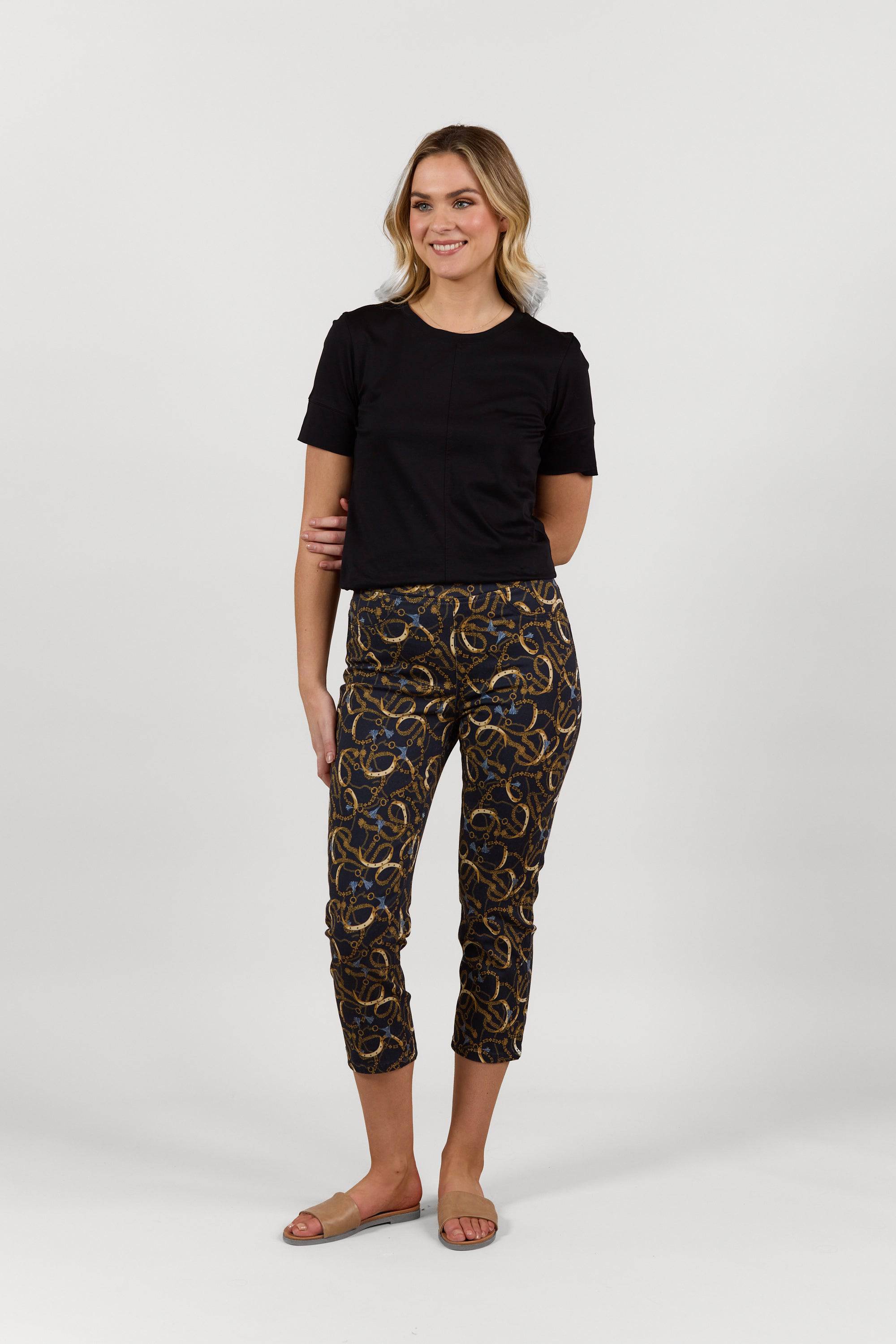 S274LW Ink Accent - Slim Leg 7/8 Length Lightweight Pull-On - Vassalli