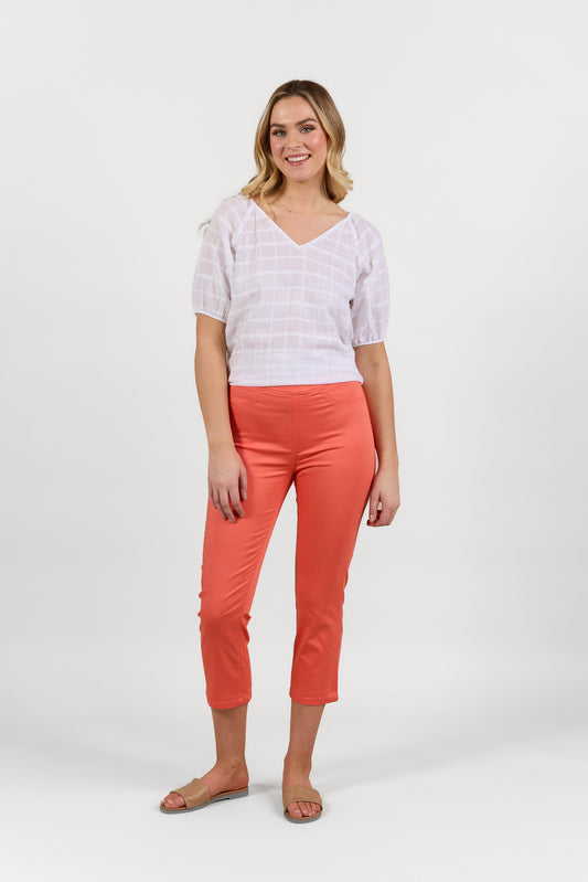 S274LW Tangerine - Slim Leg 7/8 Length Lightweight Pull On - Vassalli