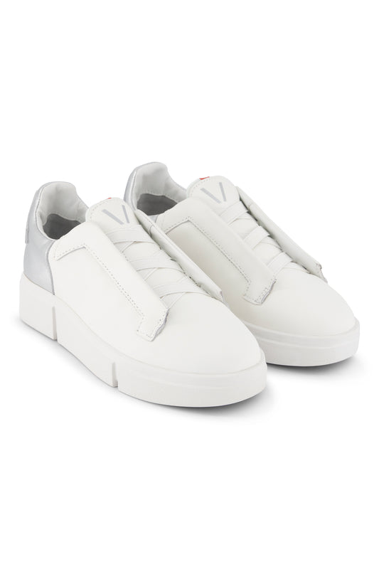 VS-003 White/Silver - Laceless Sneaker - Vassalli