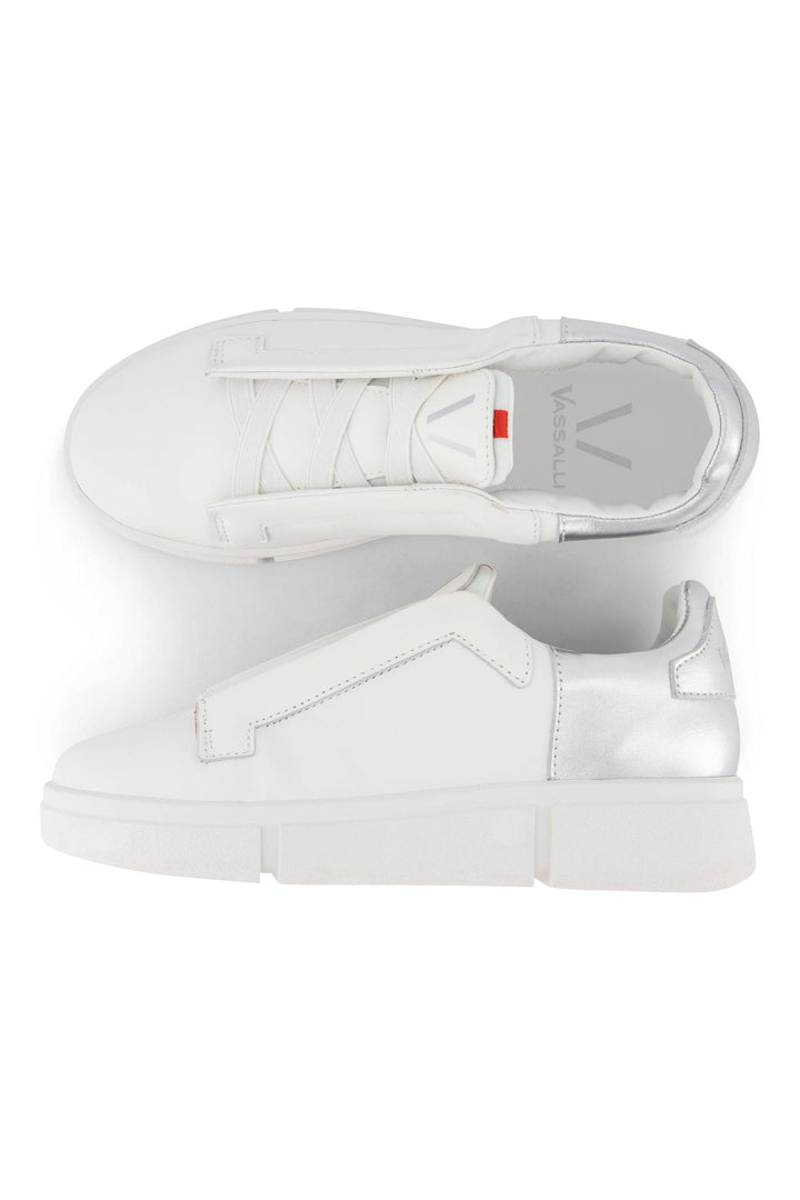 VS-003 White/Silver - Laceless Sneaker - Vassalli