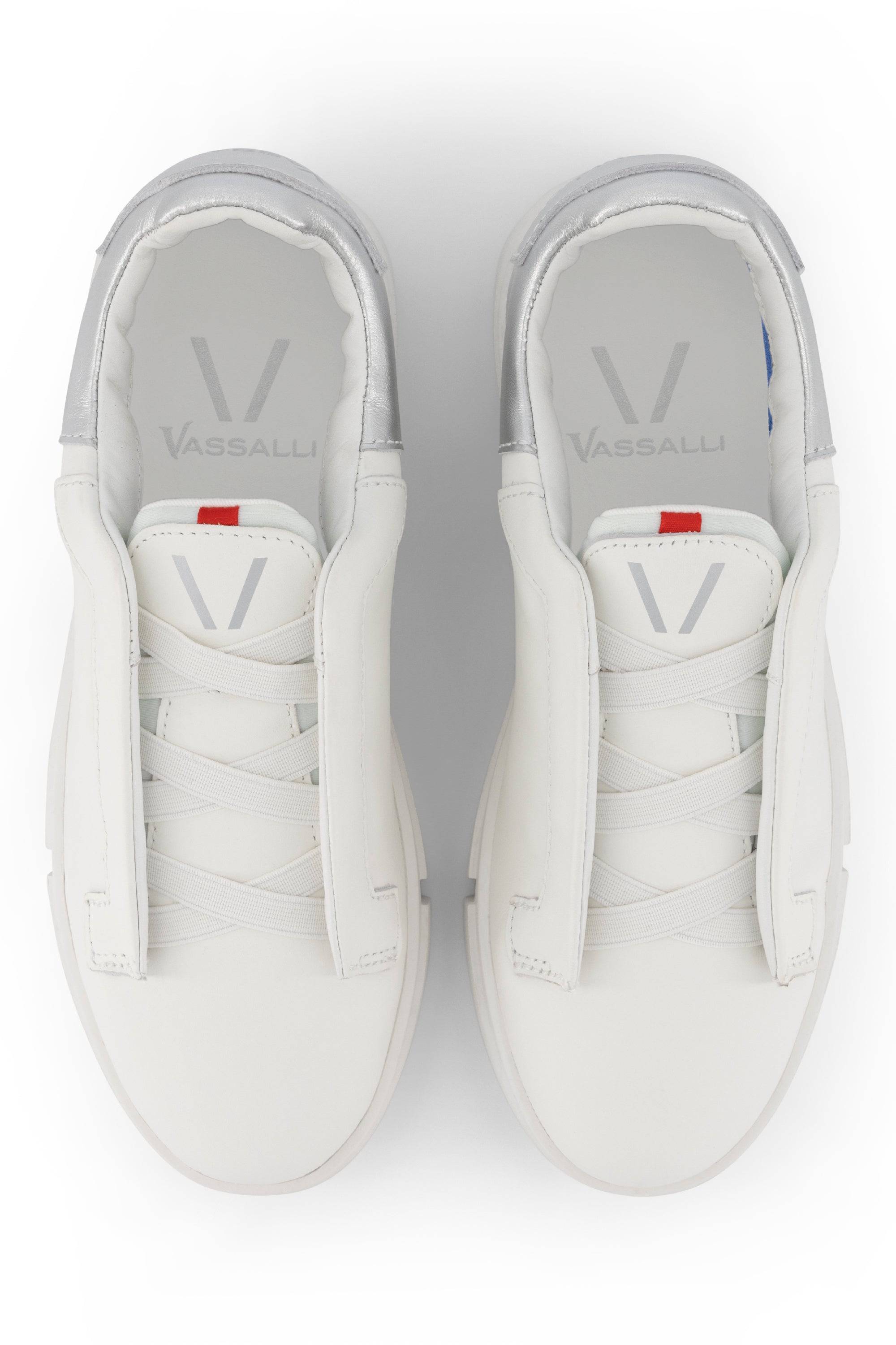 VS-003 White/Silver - Laceless Sneaker - Vassalli