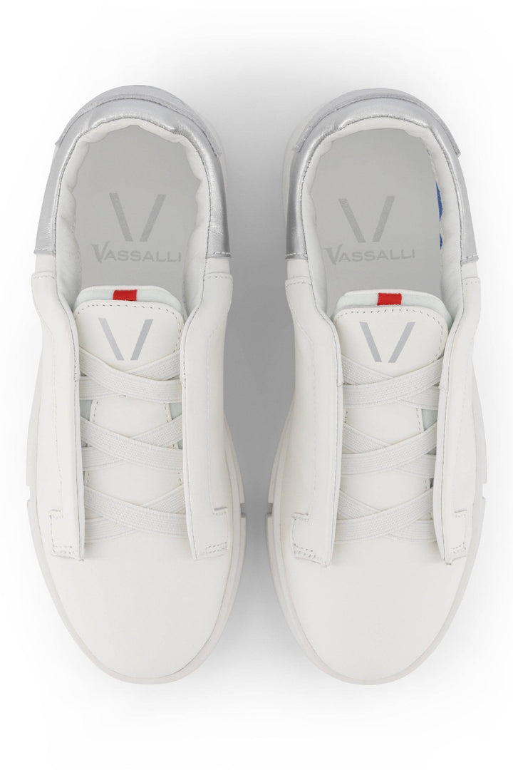 VS-003 White/Silver - Laceless Sneaker - Vassalli