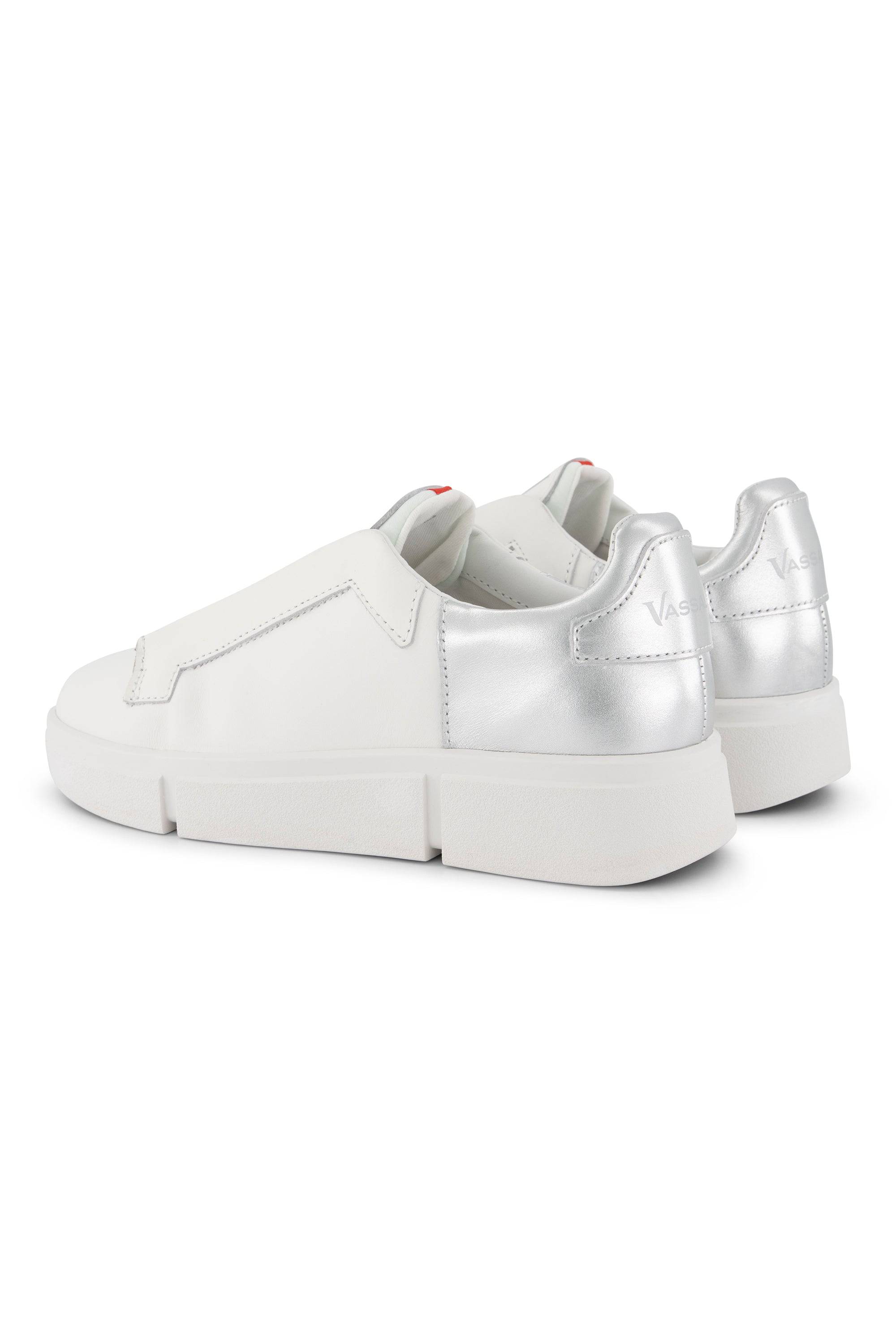 VS-003 White/Silver - Laceless Sneaker - Vassalli