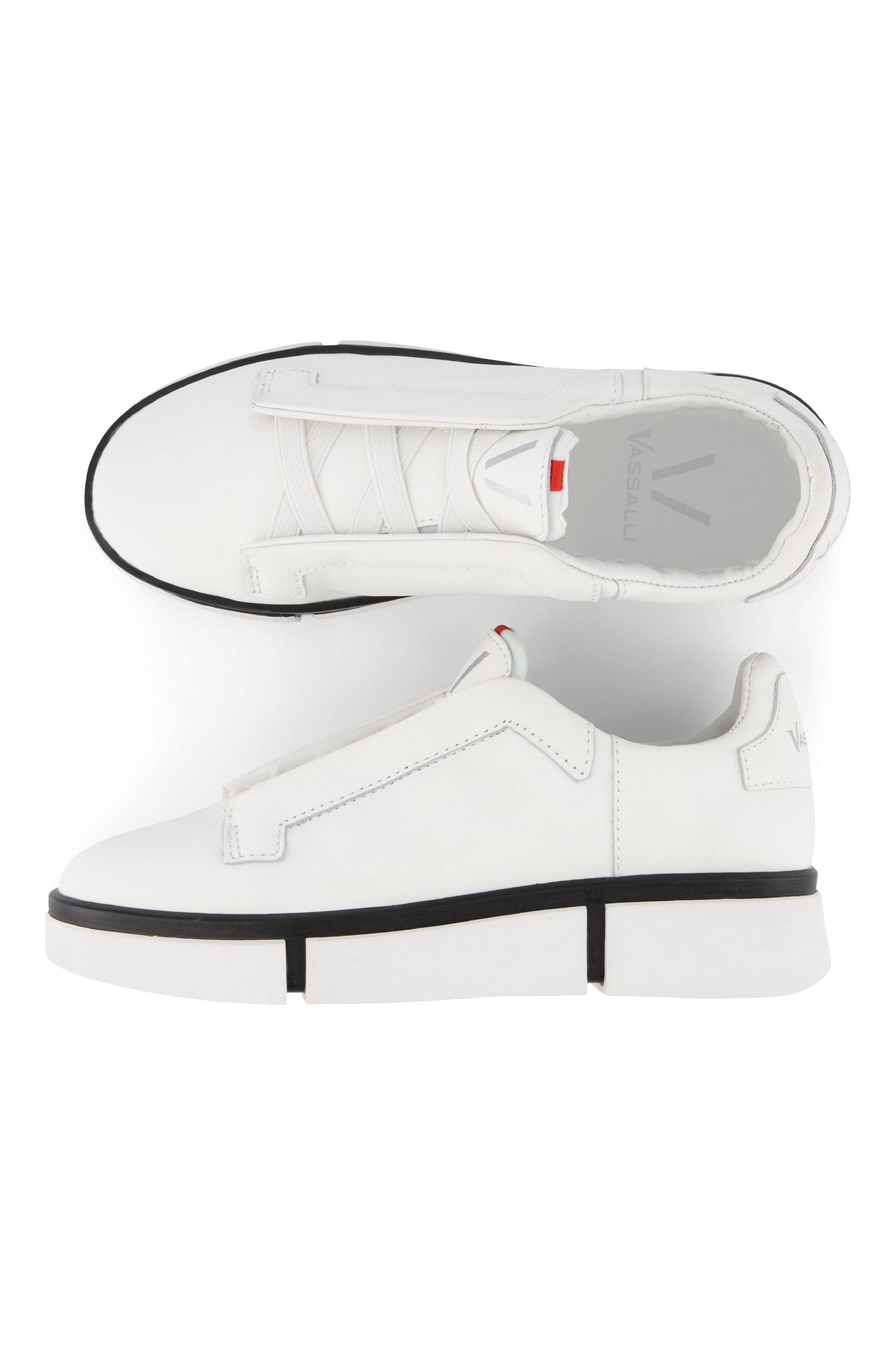 VS-003 White/White/Black - Laceless Sneaker - Vassalli