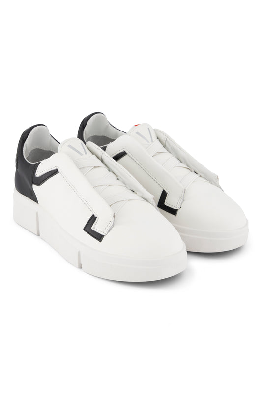 VS-004 White/Black - Laceless Sneaker - Vassalli