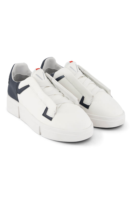 VS-004 White/Navy - Laceless Sneaker - Vassalli