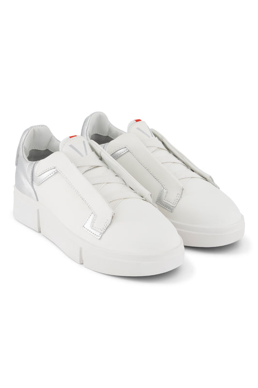 VS-004 White/Silver - Laceless Sneaker - Vassalli