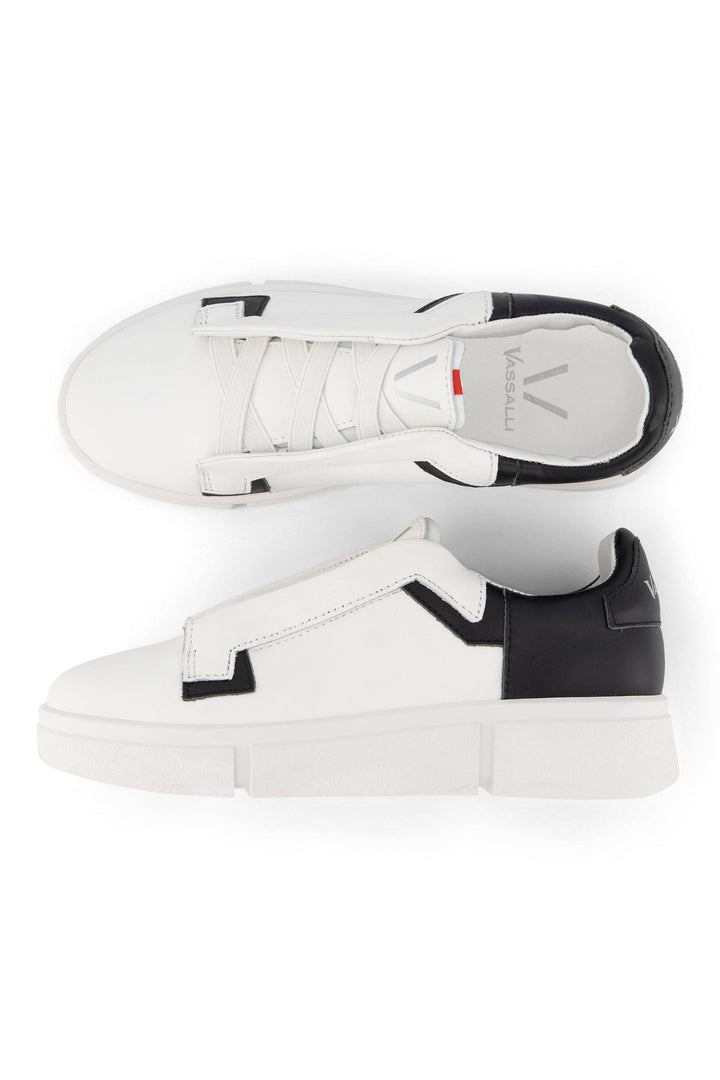 VS-004 White/Black - Laceless Sneaker - Vassalli