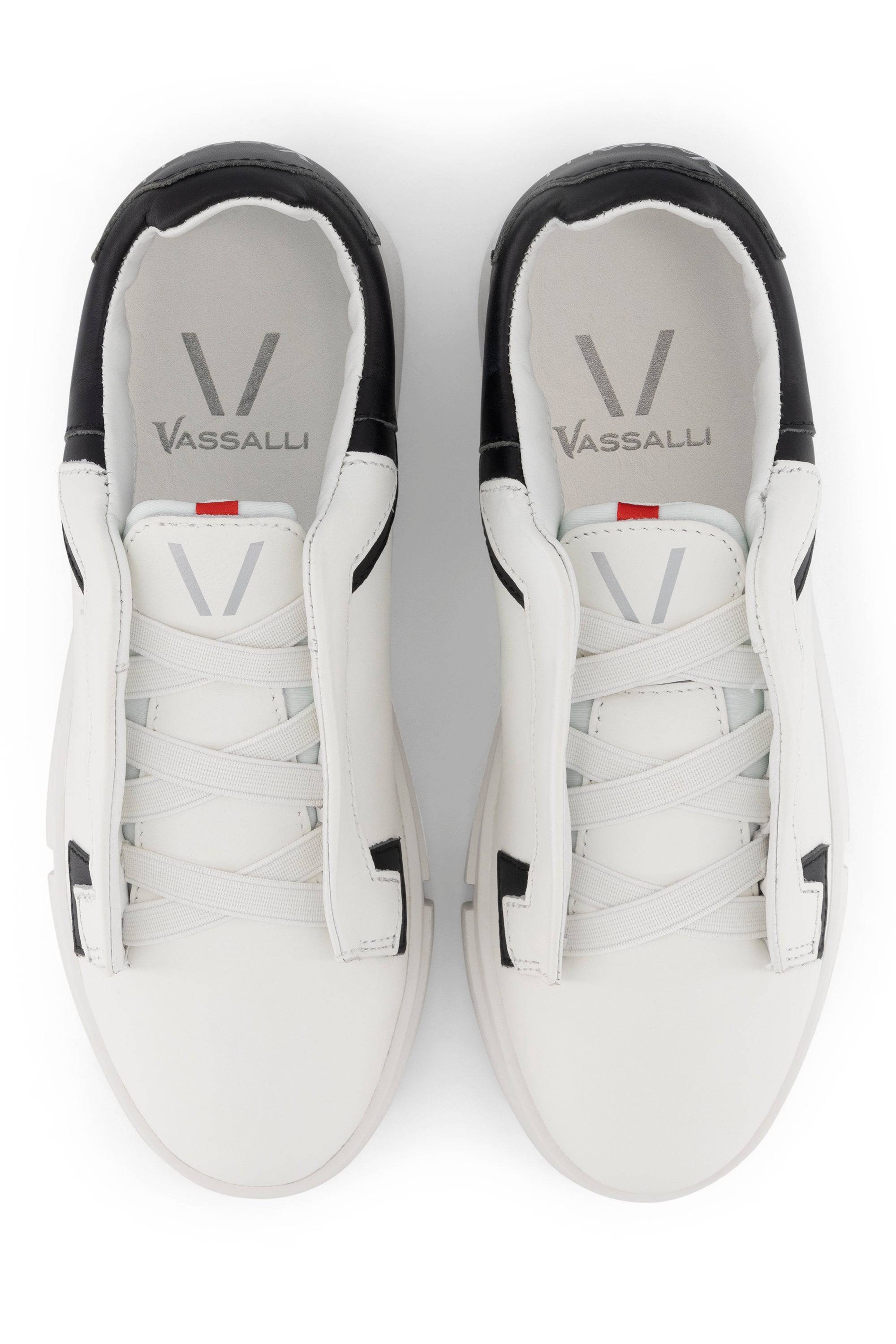 VS-004 White/Black - Laceless Sneaker - Vassalli