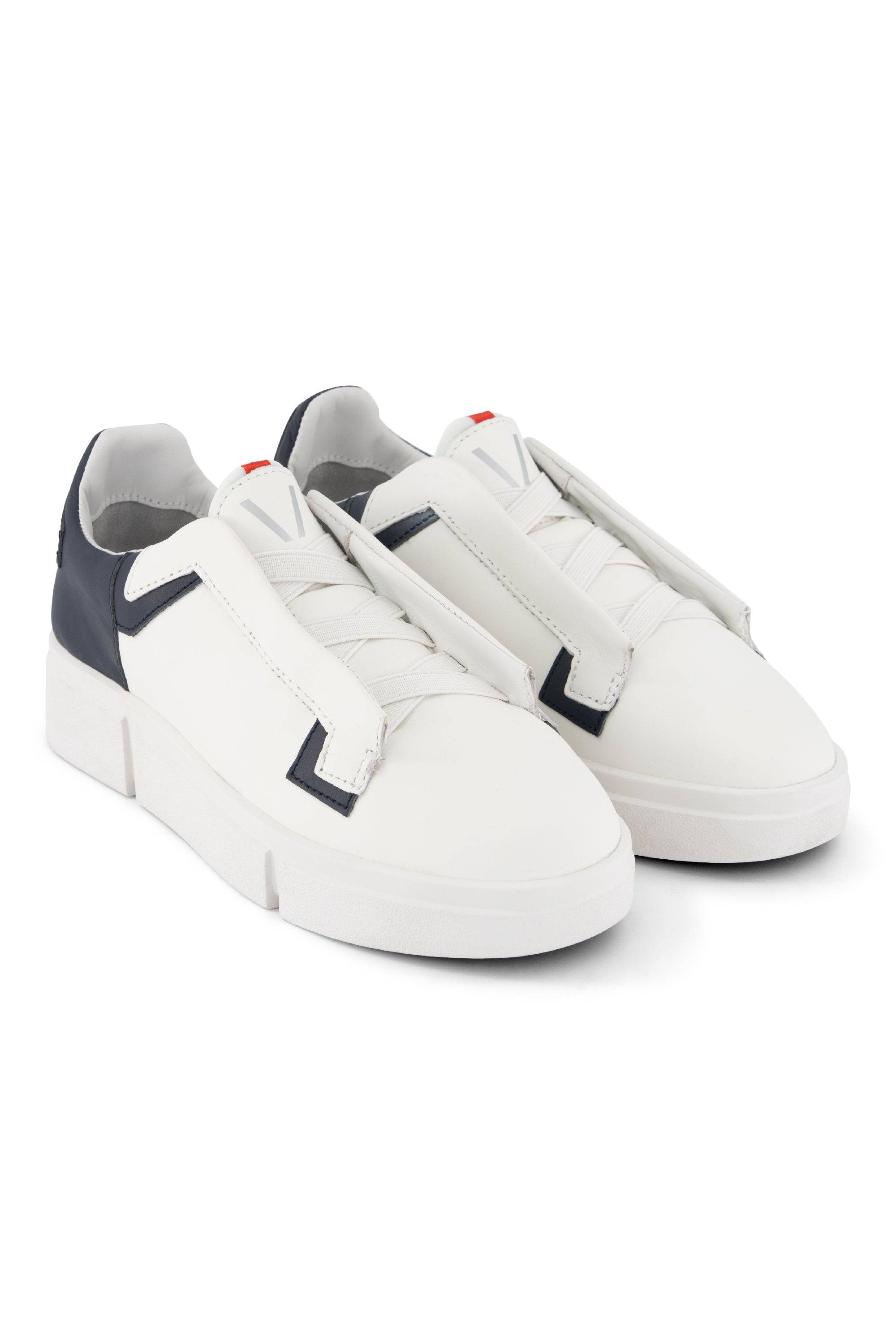 VS-004 White/Navy - Laceless Sneaker - Vassalli