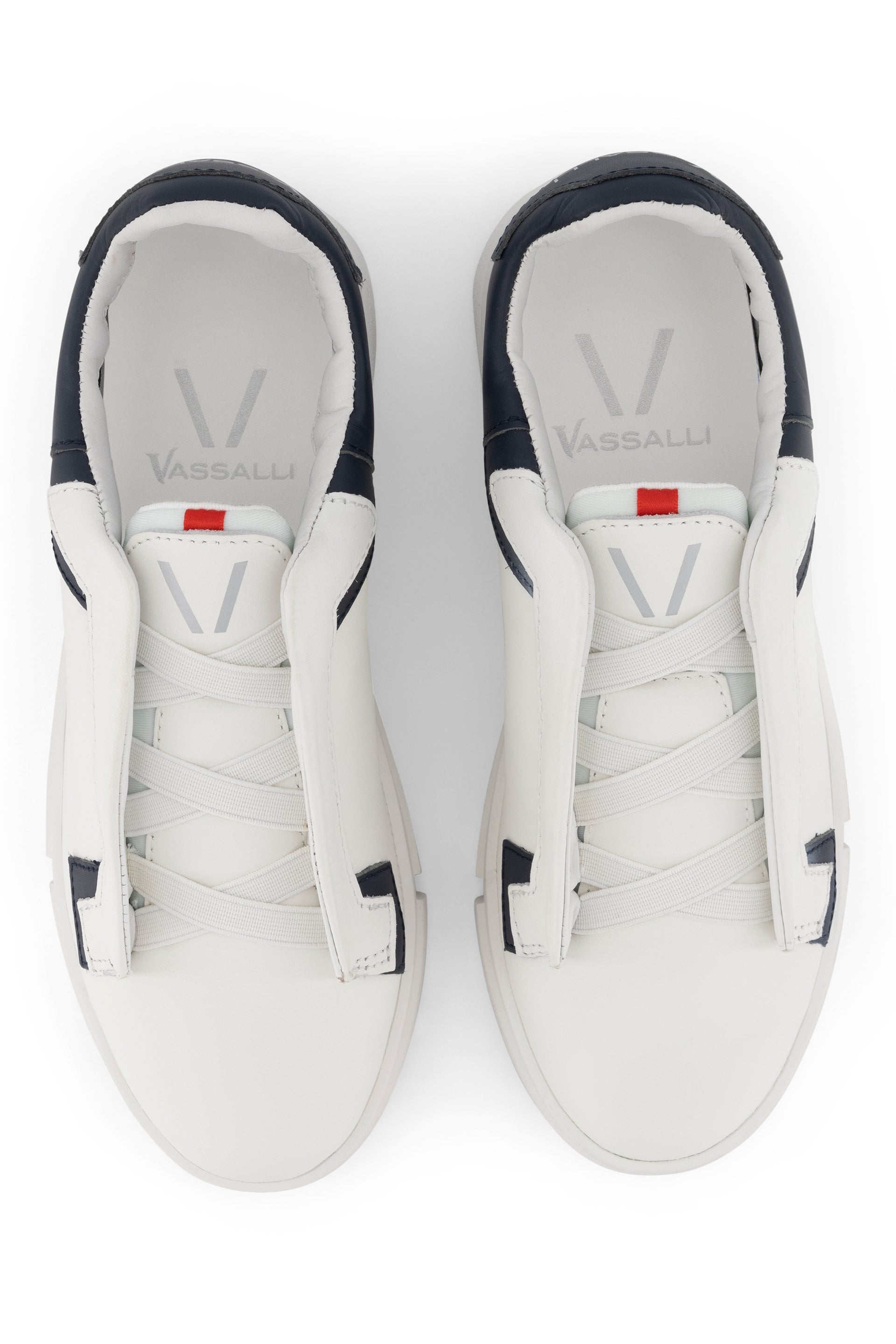 VS-004 White/Navy - Laceless Sneaker - Vassalli
