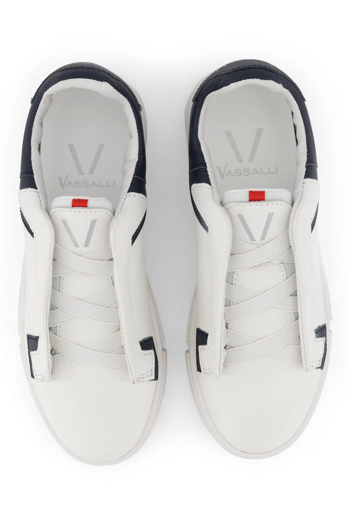 VS-004 White/Navy - Laceless Sneaker - Vassalli