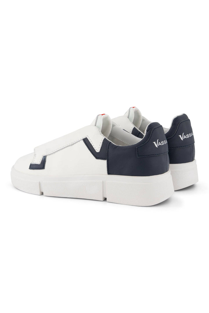 VS-004 White/Navy - Laceless Sneaker - Vassalli