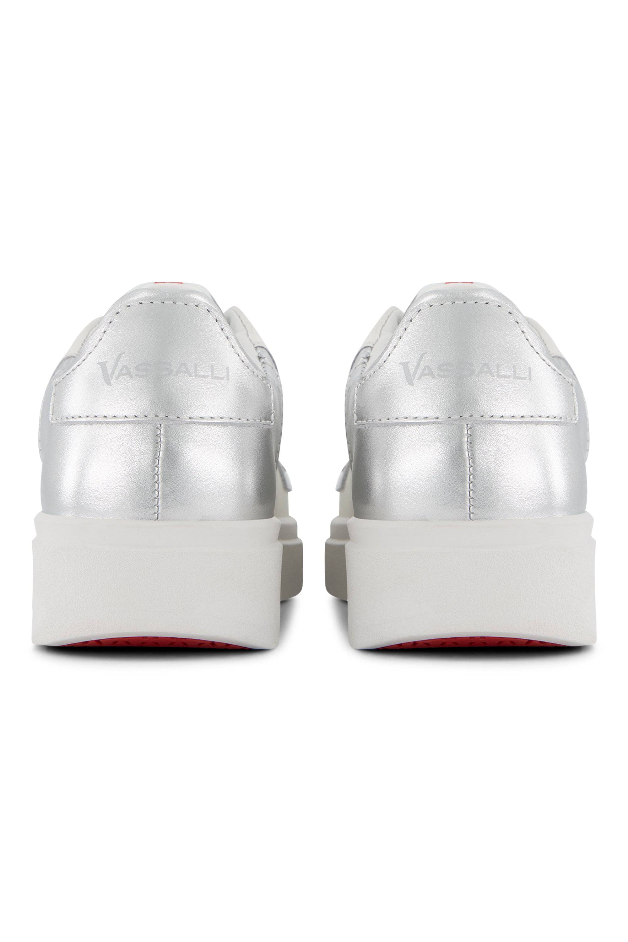 VS-004 White/Silver - Laceless Sneaker - Vassalli