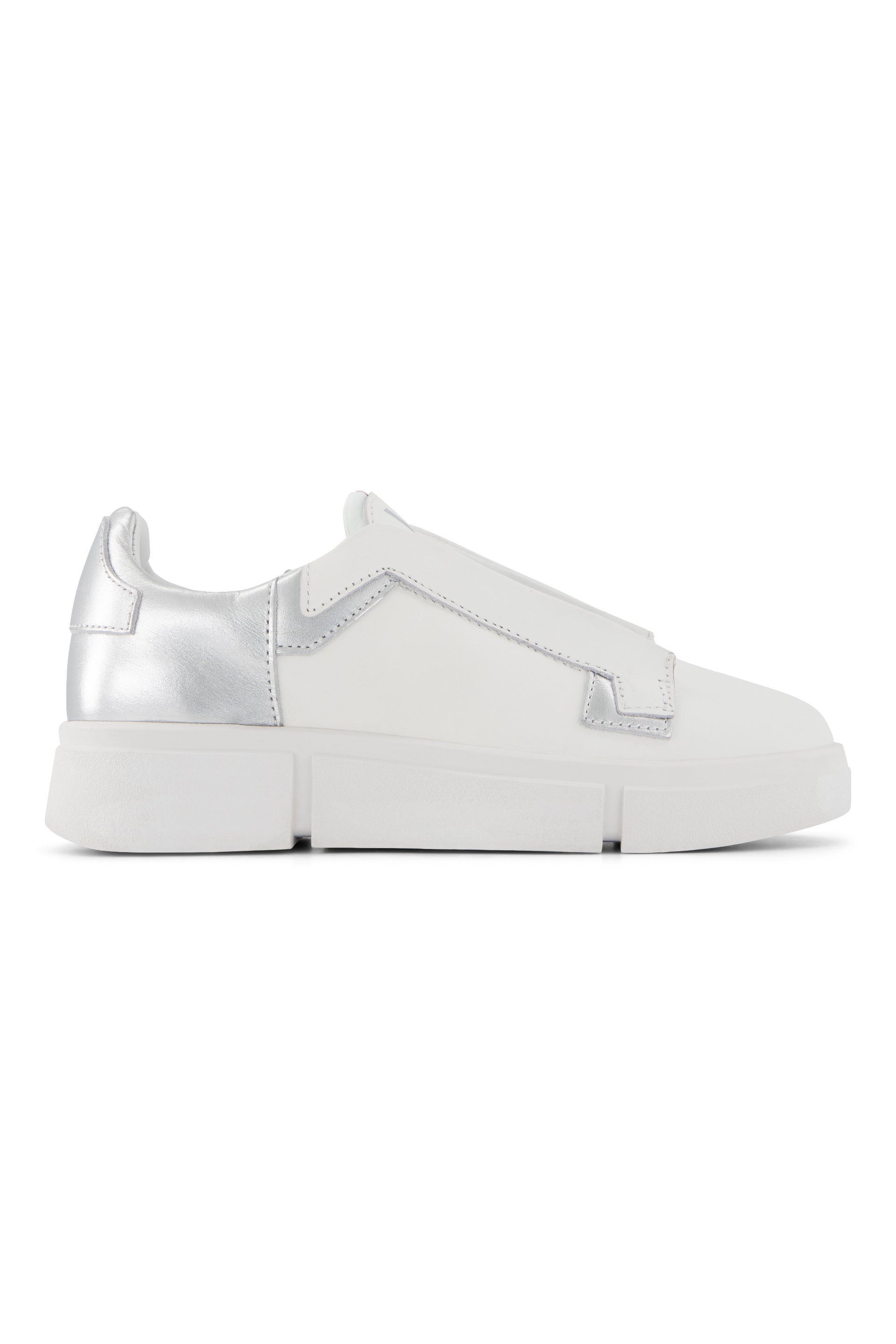 VS-004 White/Silver - Laceless Sneaker - Vassalli
