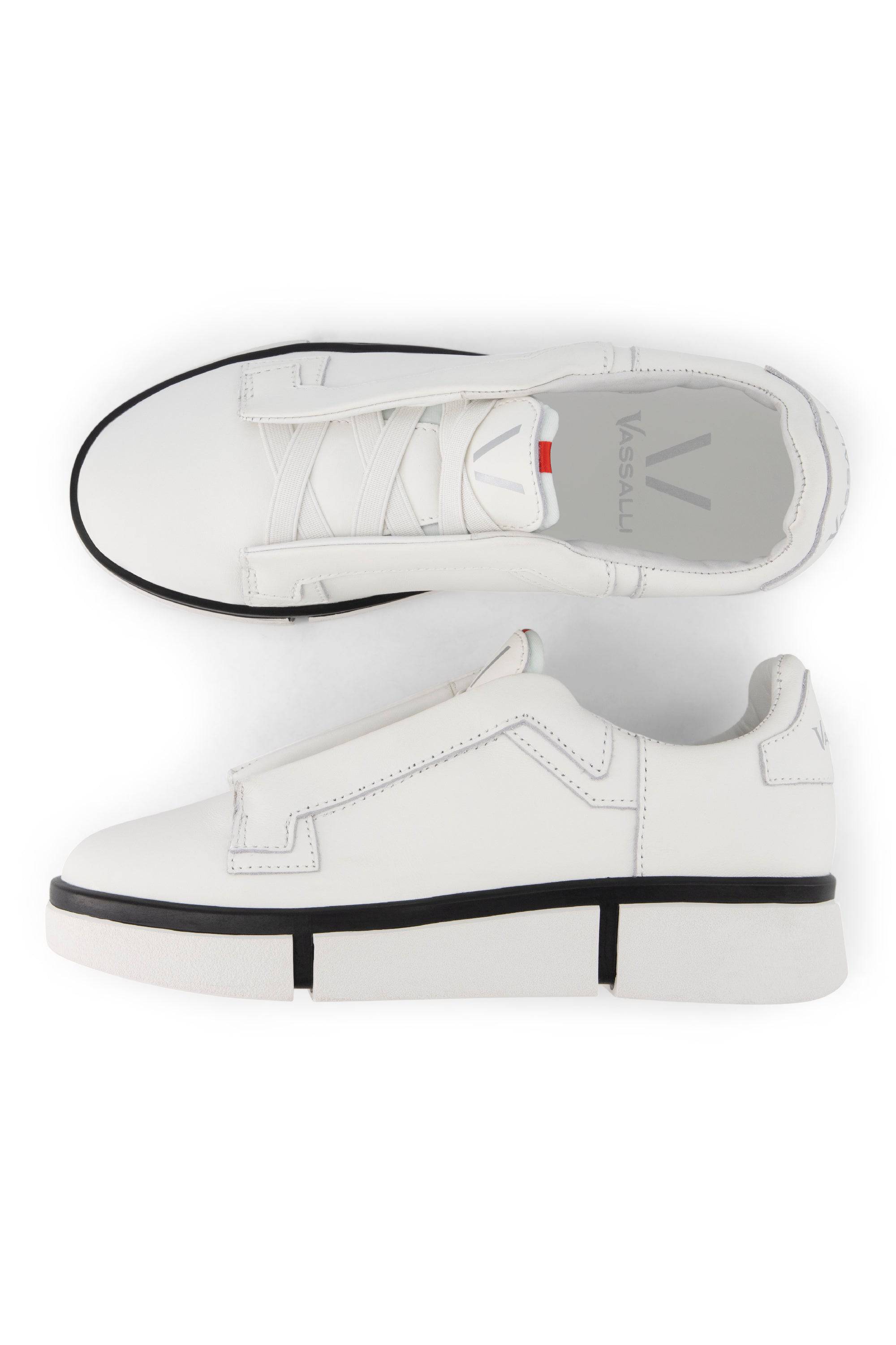 VS-004 White/White/Black - Laceless Sneaker - Vassalli