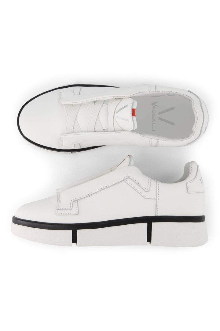 VS-004 White/White/Black - Laceless Sneaker - Vassalli