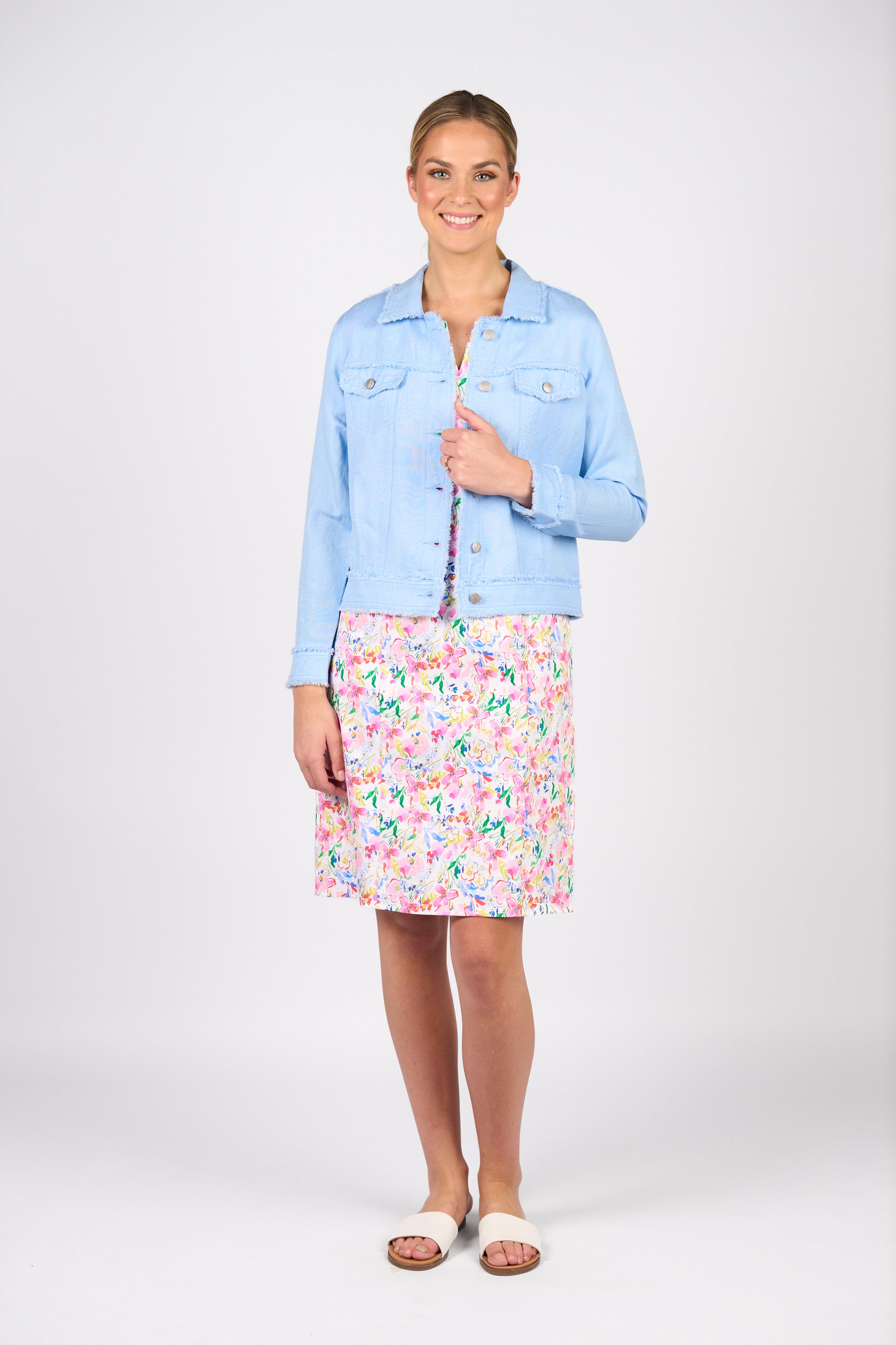 2026A Linen Jacket - Sky Blue - Vassalli