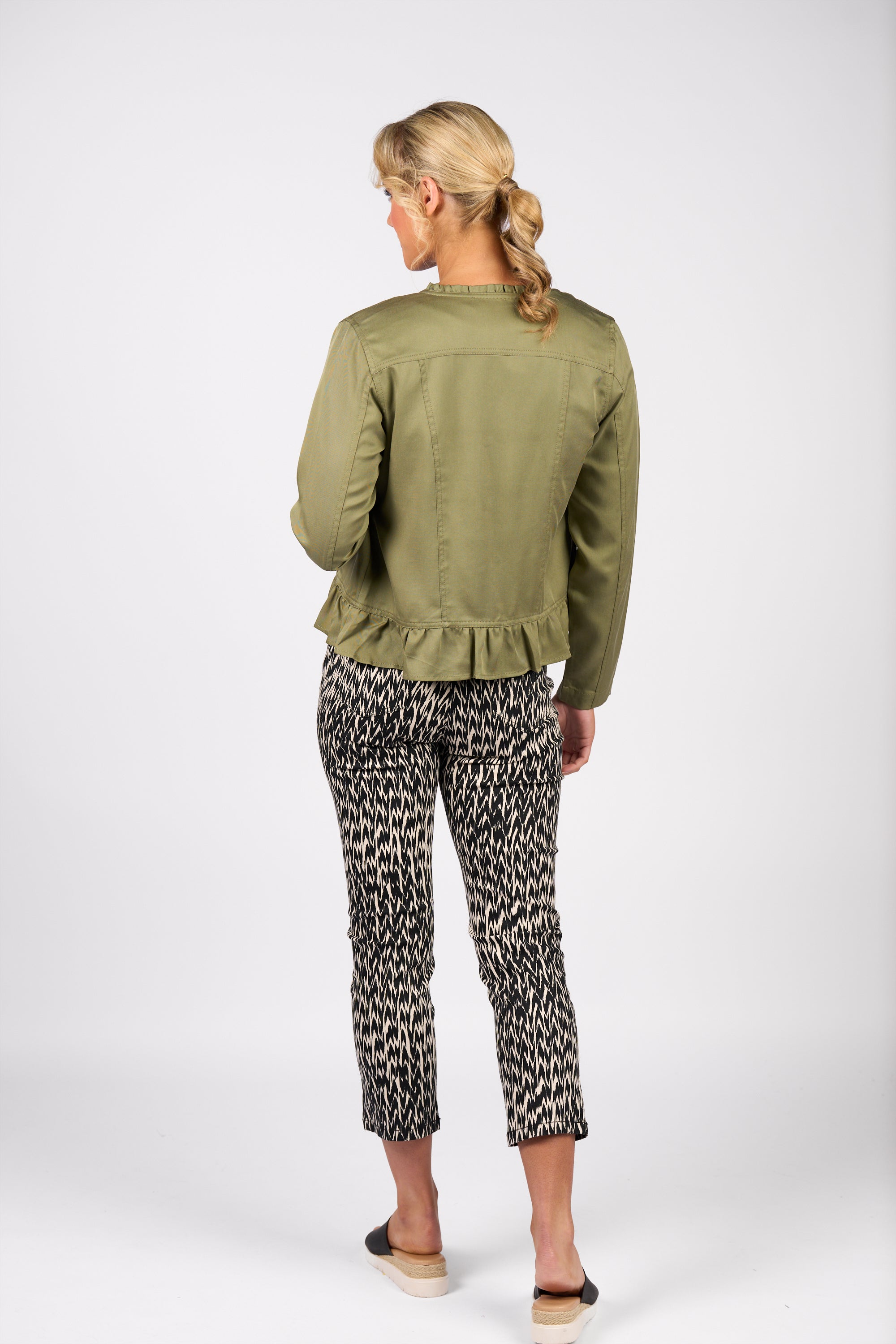 2047N Frill Hem Jacket - Sage - Vassalli