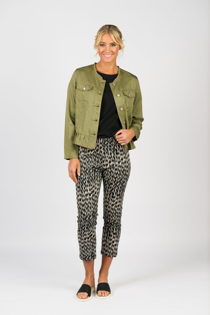 2047N Frill Hem Jacket - Sage - Vassalli
