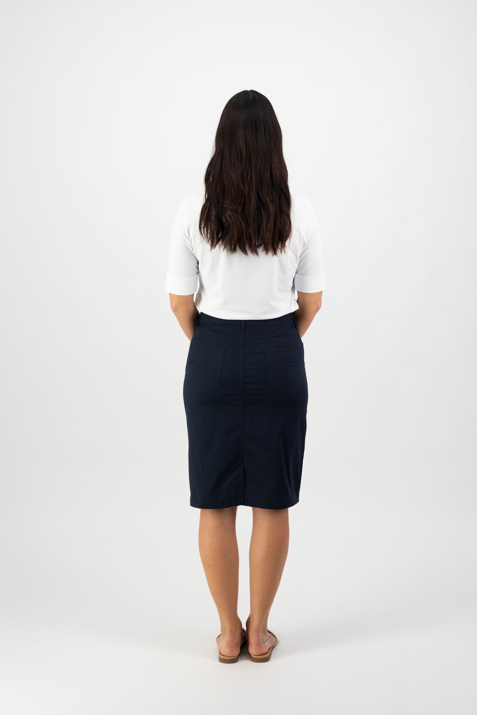 372AVP Poplin Skirt - Navy - Vassalli