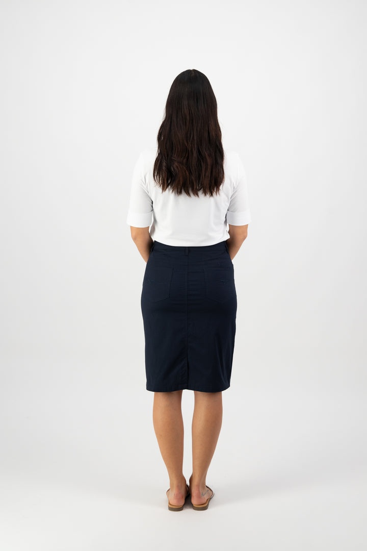372AVP Poplin Skirt - Navy - Vassalli