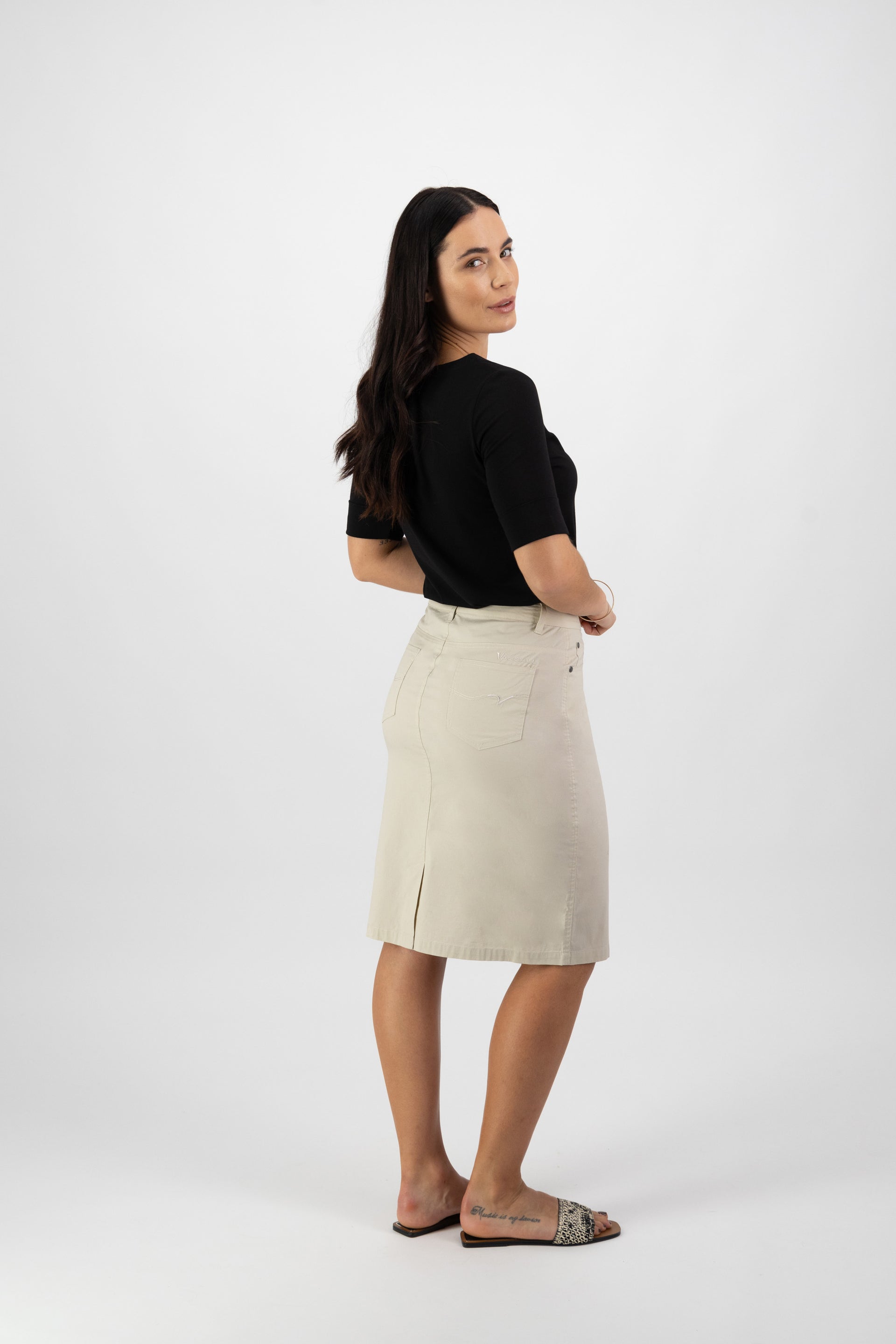 372AVP Poplin Skirt - Sand - Vassalli