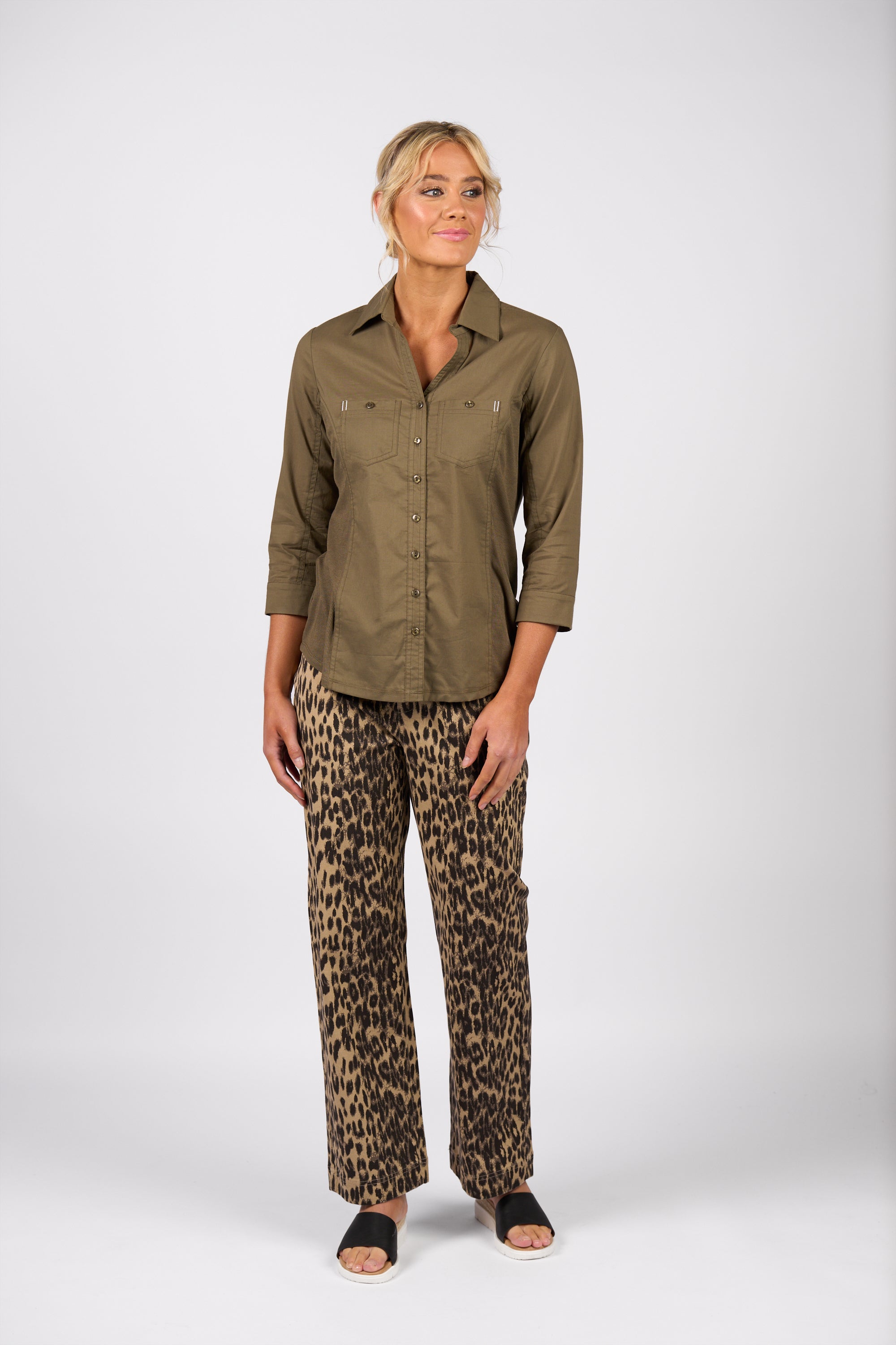 4032 Button Up Shirt - Olive - Vassalli