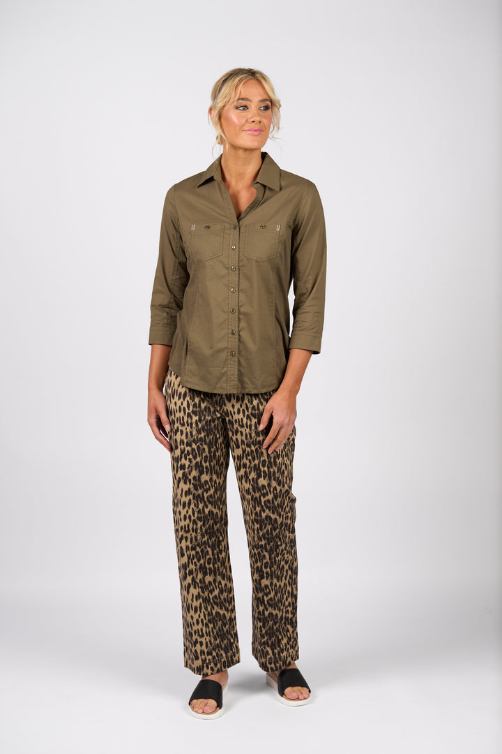 4032 Button Up Shirt - Olive - Vassalli