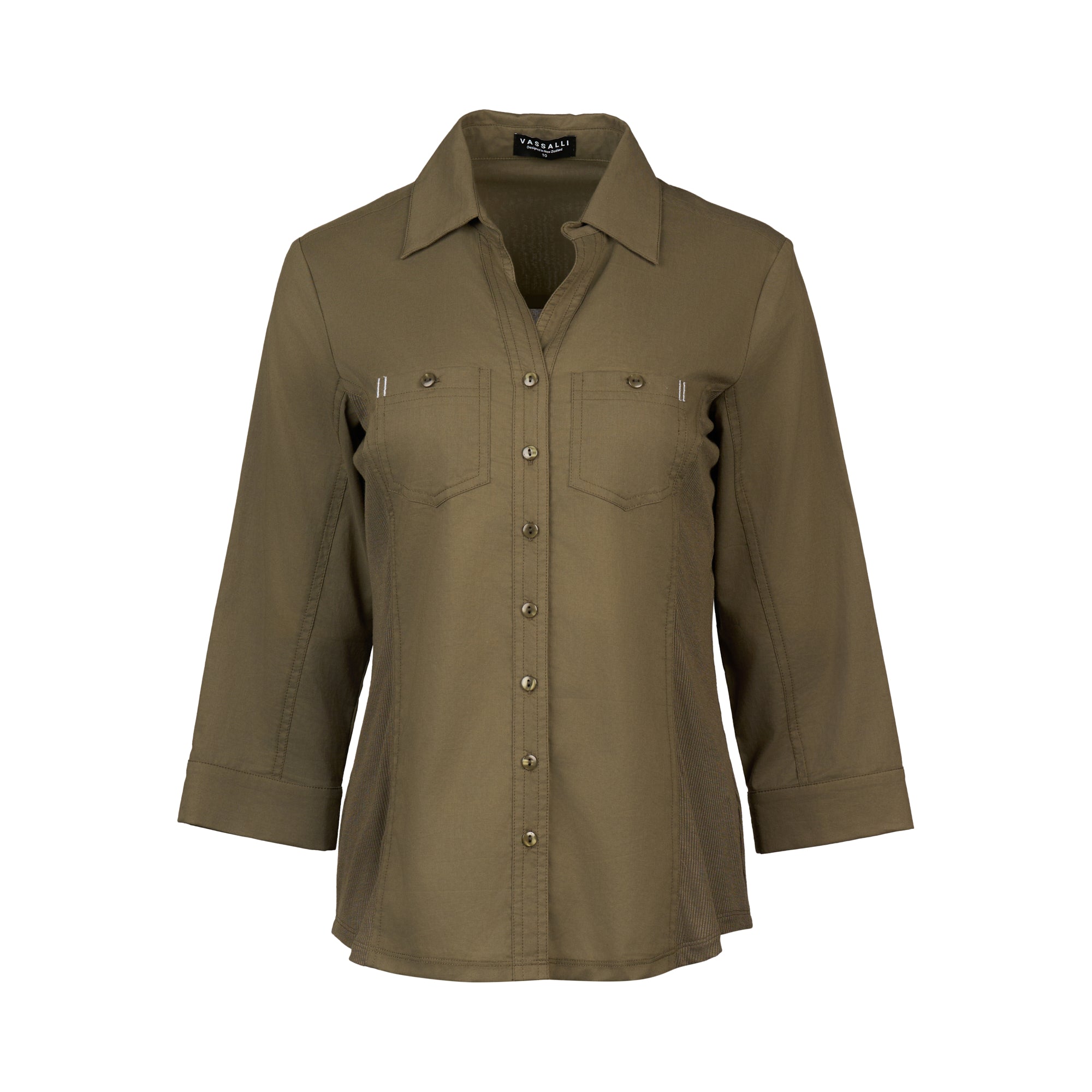 4032 Button Up Shirt - Olive - Vassalli