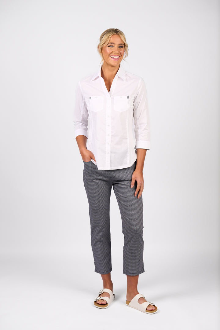 4032 Button Up Shirt - White - Vassalli