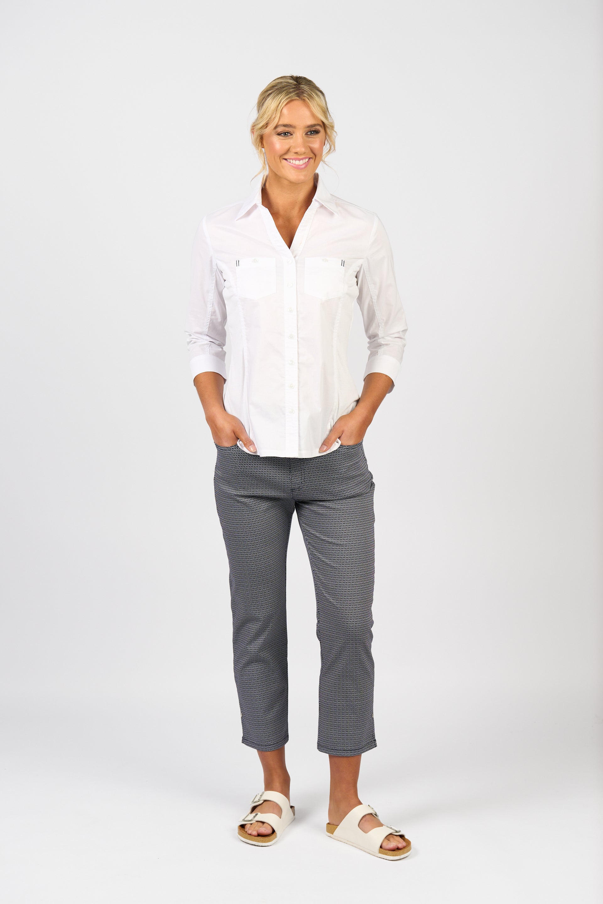 4032 Button Up Shirt - White - Vassalli