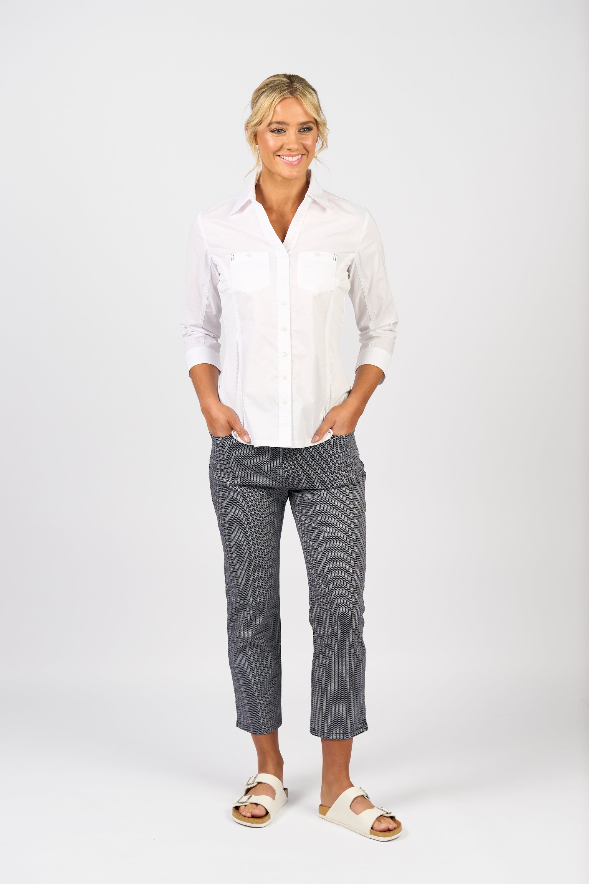 4032 Button Up Shirt - White - Vassalli
