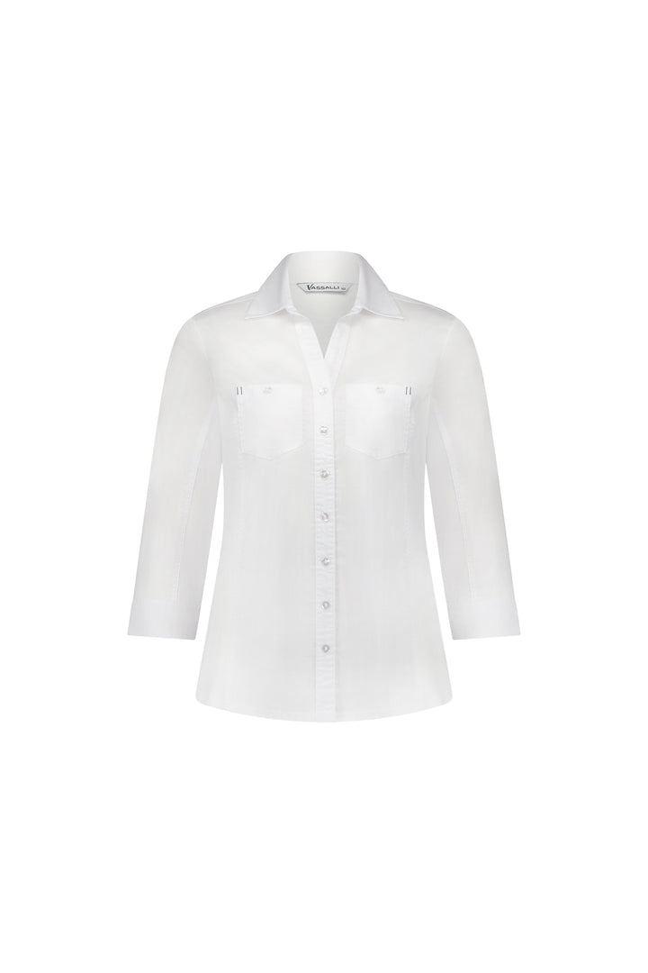 4032 Button Up Shirt - White - Vassalli