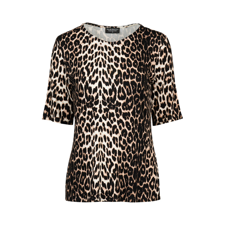 4329 Round Neck Knit Top - Leopard - Vassalli