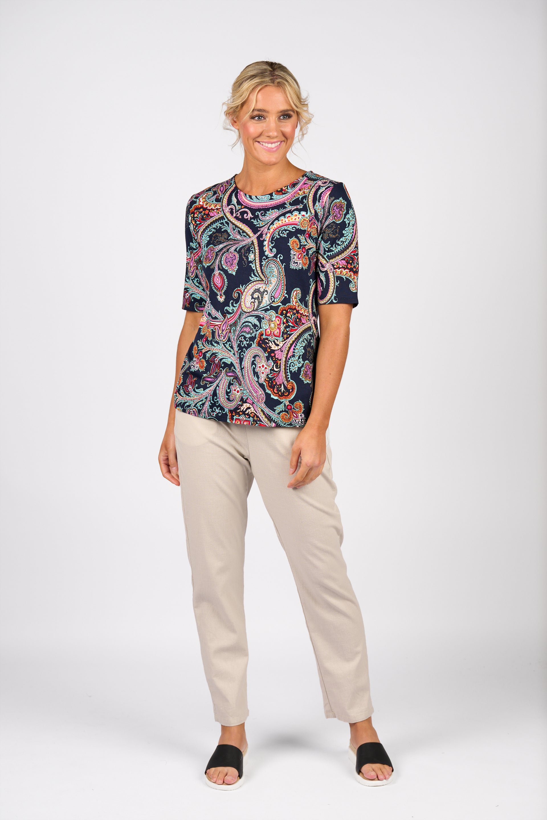 4329 Round Neck Knit Top - Persia - Vassalli