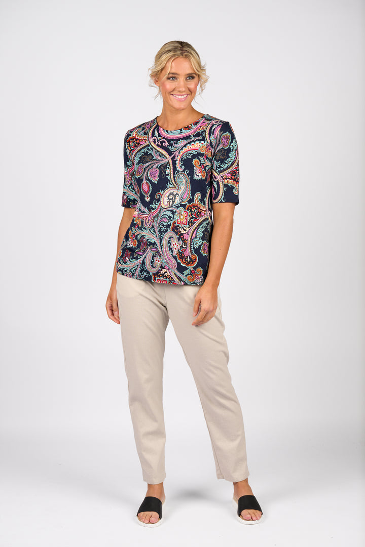 4329 Round Neck Knit Top - Persia - Vassalli