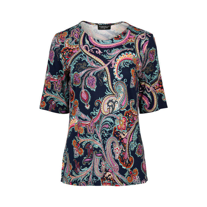 4329 Round Neck Knit Top - Persia - Vassalli